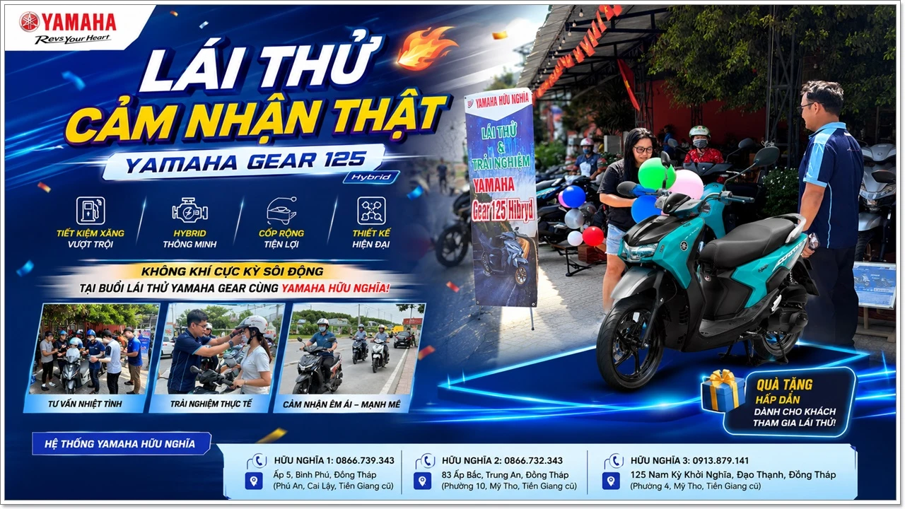 Lái thử và trải nghiệm xe tay ga Yamaha Gear 125 Hybrid do Yamaha Hữu Nghĩa tổ chức tại quán Góc Đen Đá 1 Lai thu va trai nghiem xe tay ga Yamaha Gear 125 Hybrid do Yamaha Huu Nghia to chuc tai quan Goc Den Da 1