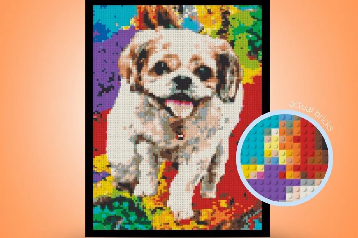 Nét độc đáo của thú cưng được tái hiện với sự tinh tế của tranh Hạt Lego. 