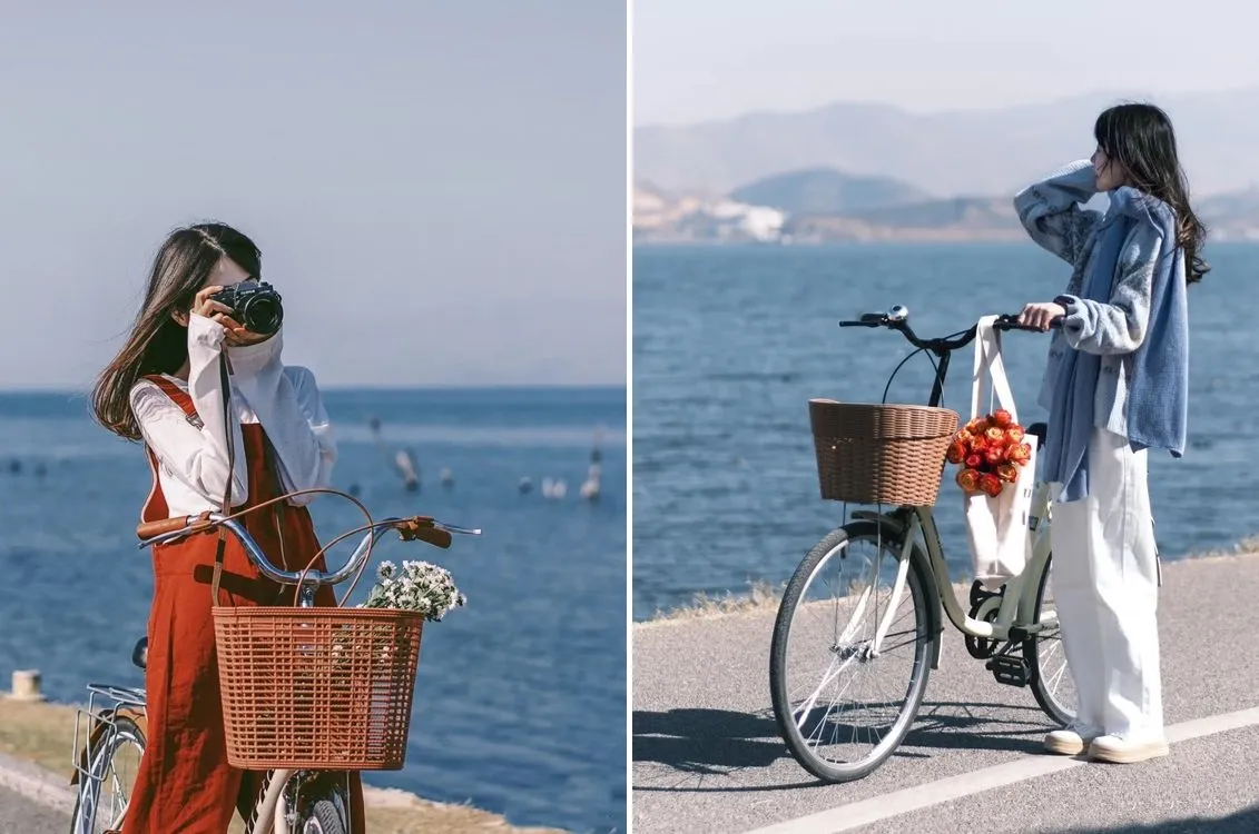 Tạo dáng chụp ảnh concept đạp xe