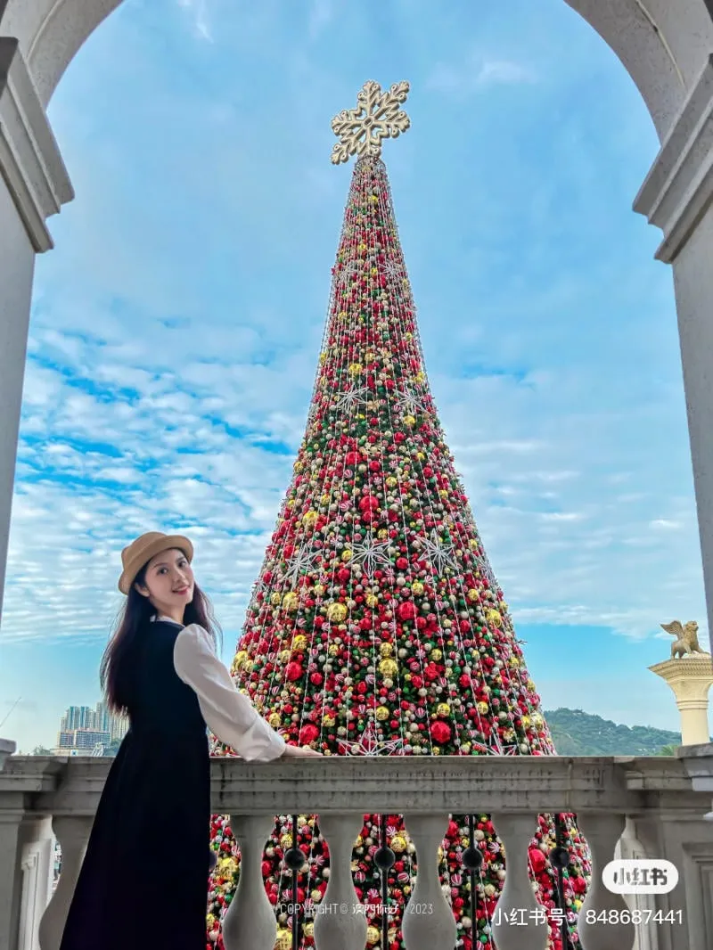 Chụp từ xa với cây thông Noel