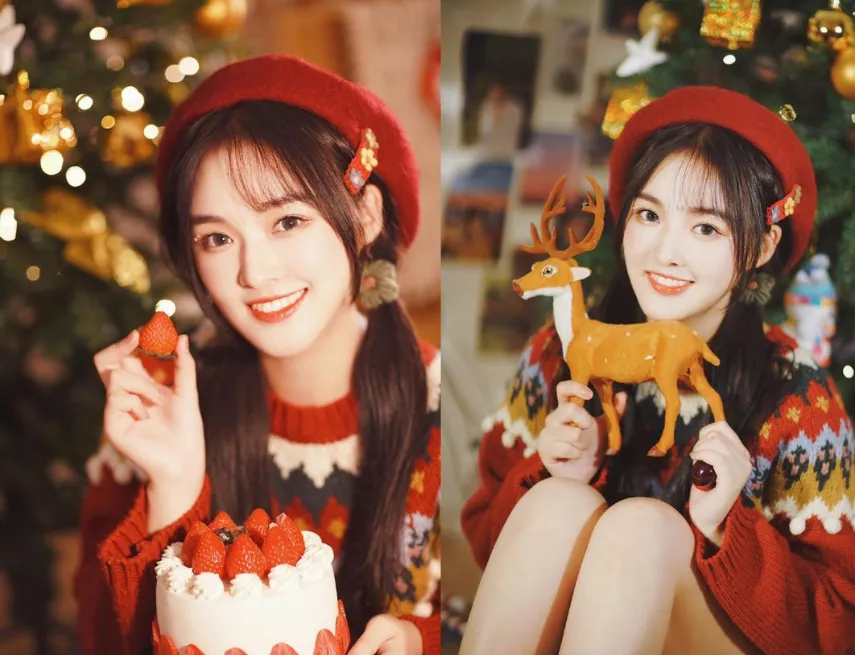 Mũ len hay mũ beret luôn được yêu thích, rất thích hợp cho album Noel