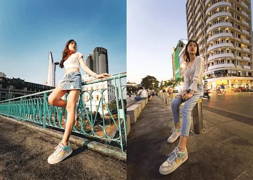 Tạo dáng chụp ảnh đường phố