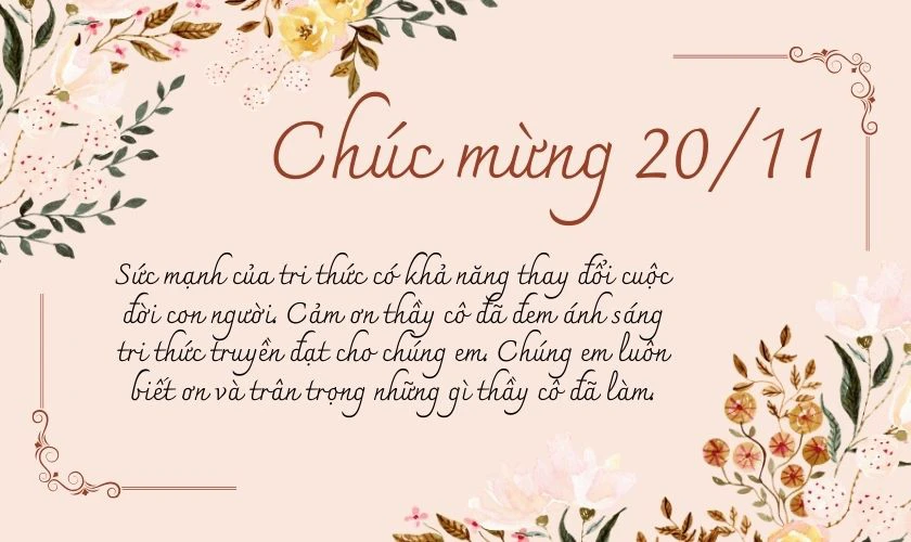 Thiệp chúc mừng 20/11 kèm lời chúc đẹp