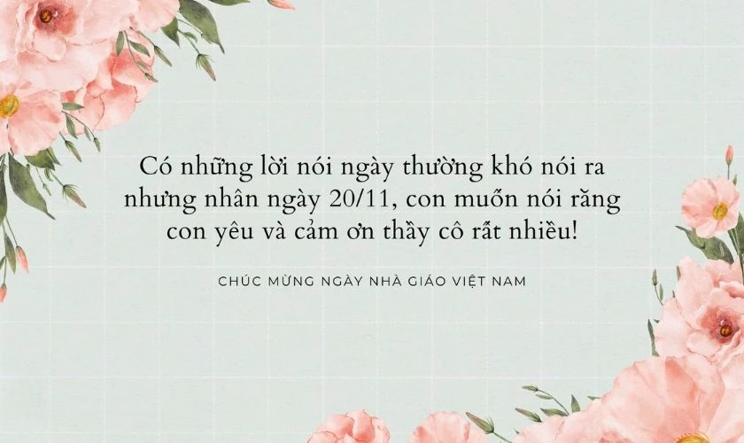 Thiệp chúc mừng 20/11 kèm lời chúc đẹp