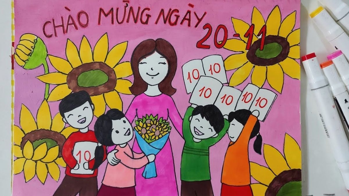 Hình ảnh 20/11 tô màu đầy ý nghĩa