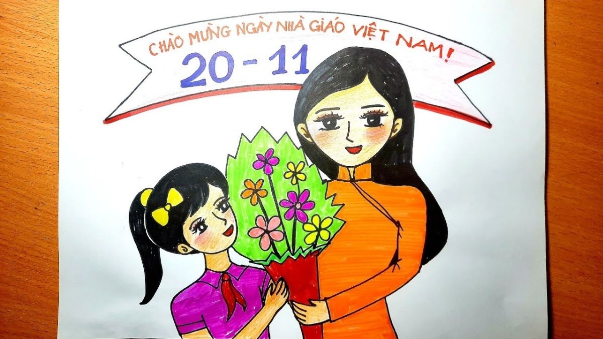 Hình ảnh 20/11 tô màu đầy ý nghĩa