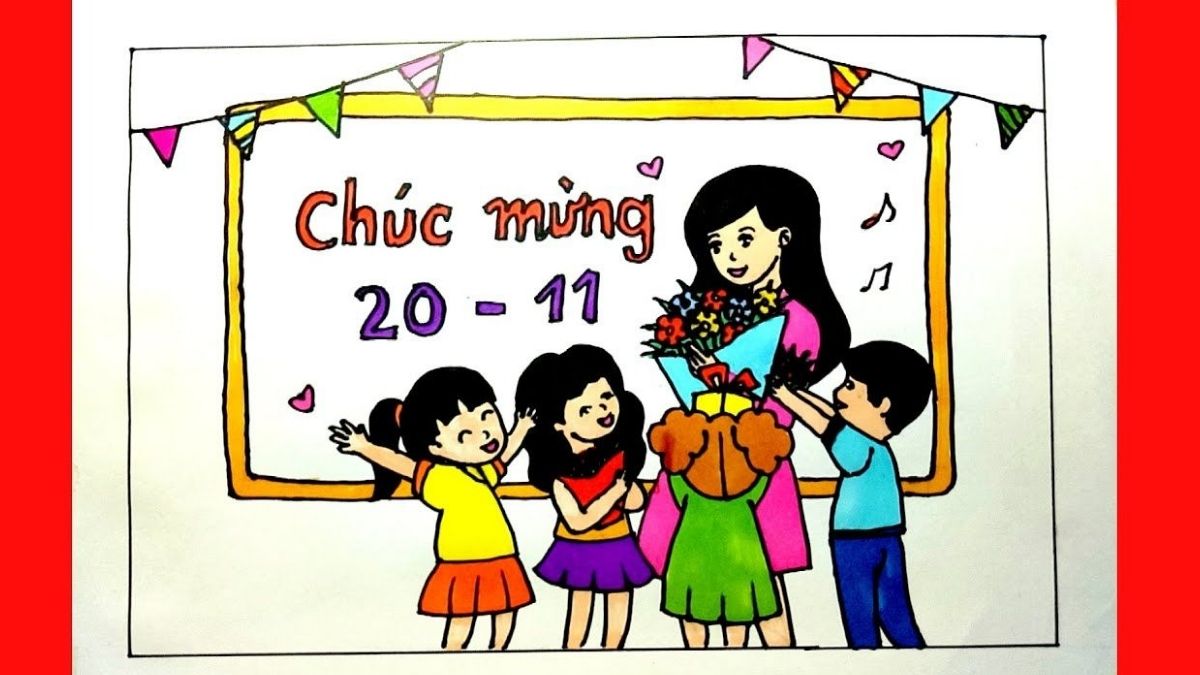 Hình ảnh 20/11 tô màu đầy ý nghĩa