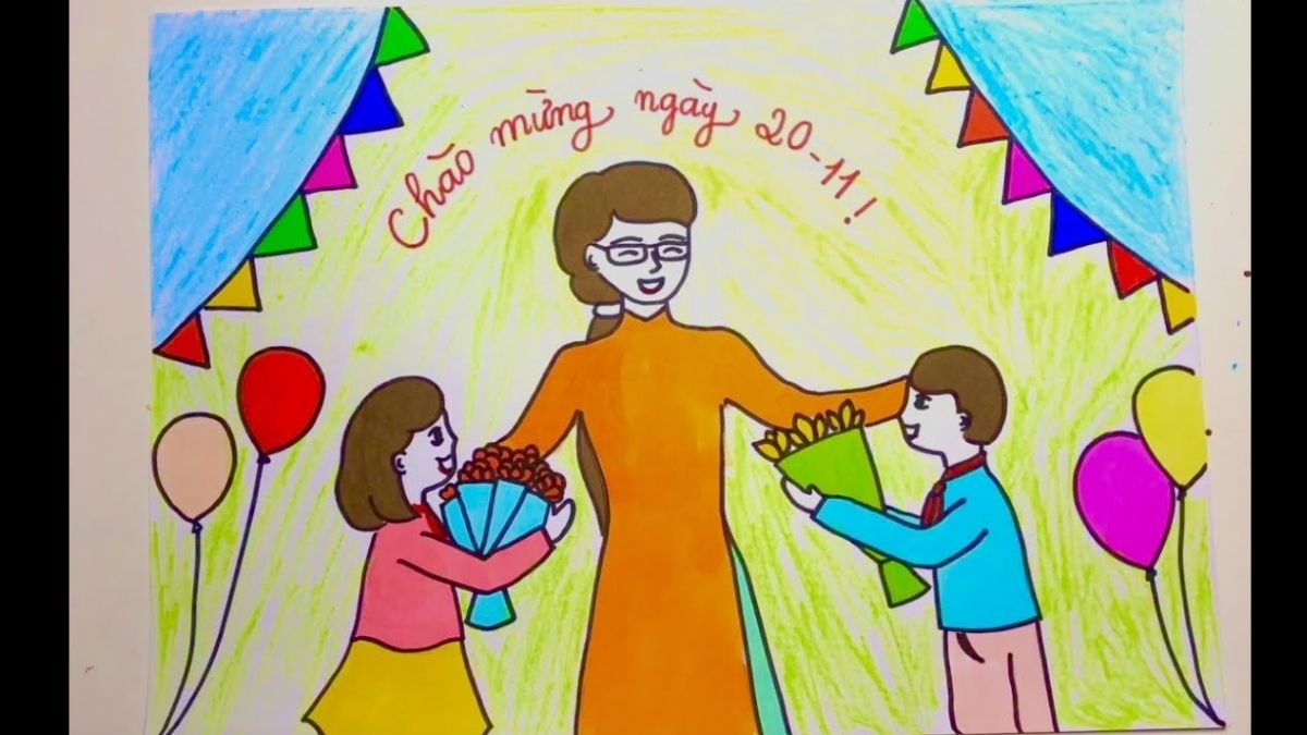 Hình ảnh 20/11 tô màu đầy ý nghĩa