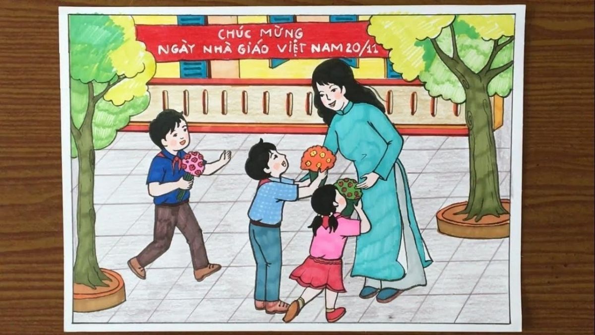 Hình ảnh 20/11 tô màu đầy ý nghĩa