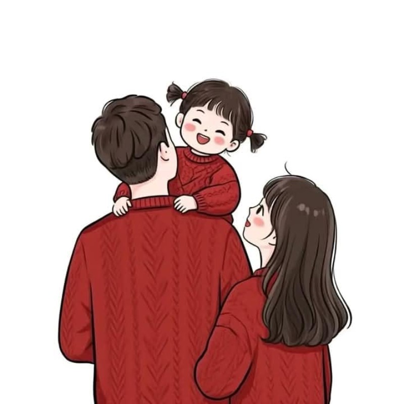 Hình ảnh tết gia đình chibi 2025
