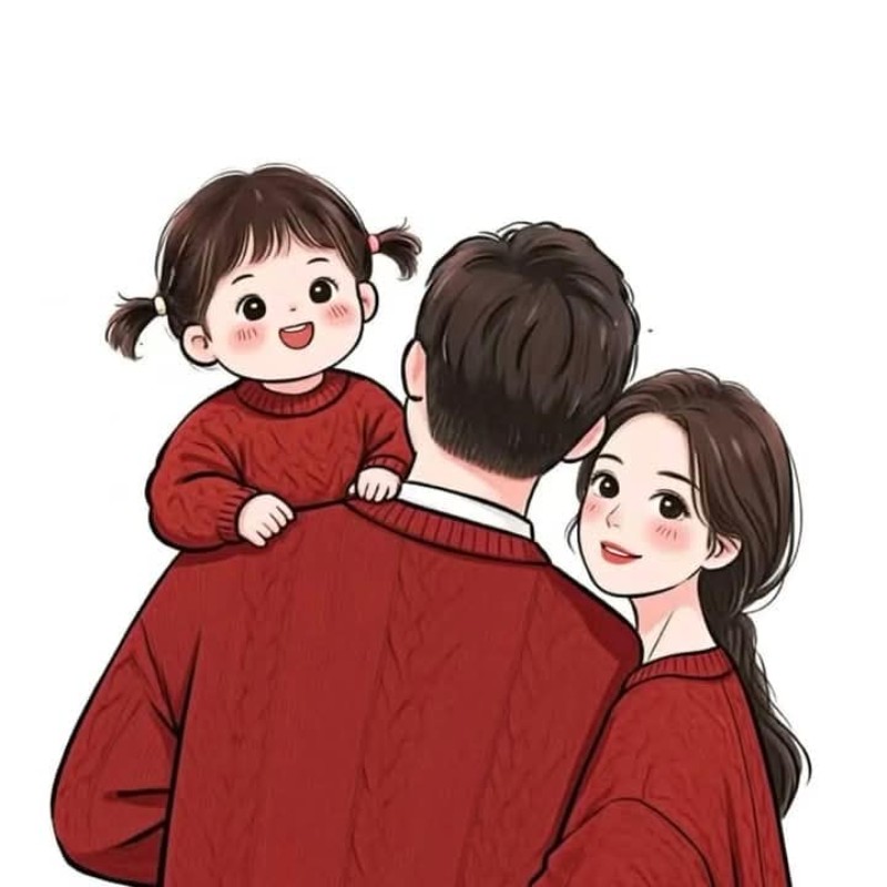 ảnh tết 2025 gia đình chibi