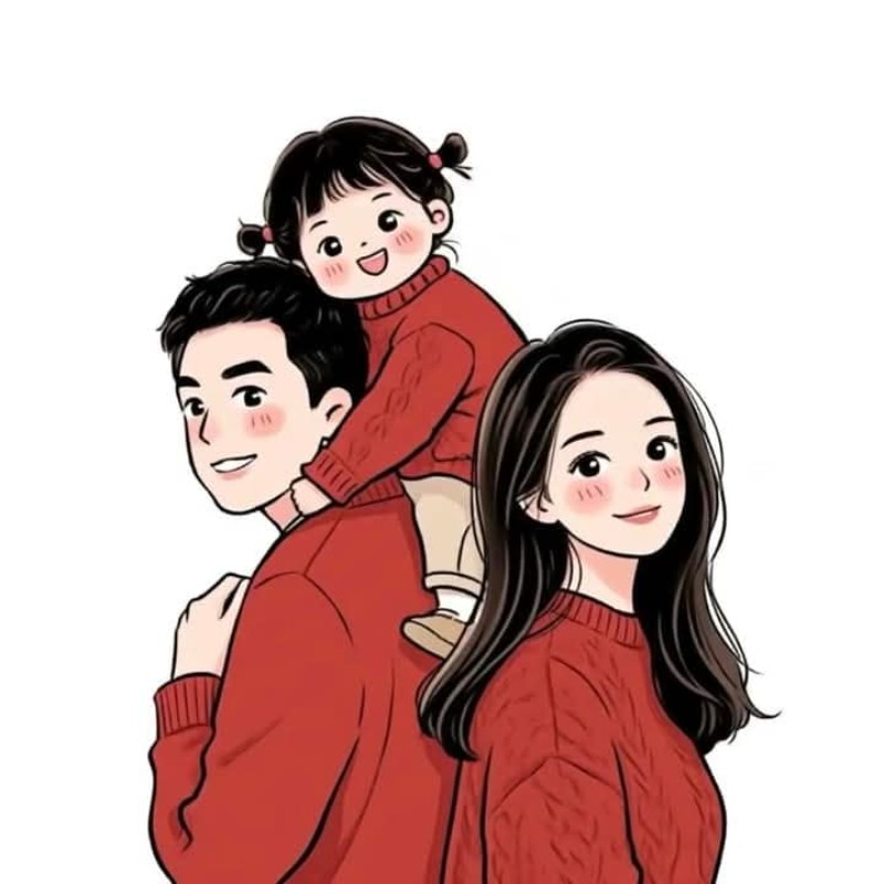 Hình nền tết 2025 gia đình chibi