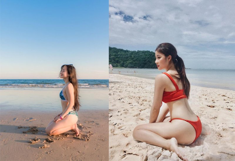 Tạo dáng chụp ảnh biển nghệ thuật theo phong cách sexy quyến rũ