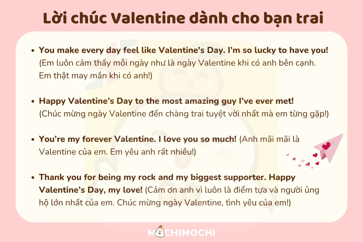 Lời chúc ngày lễ tình nhân tới bạn trai