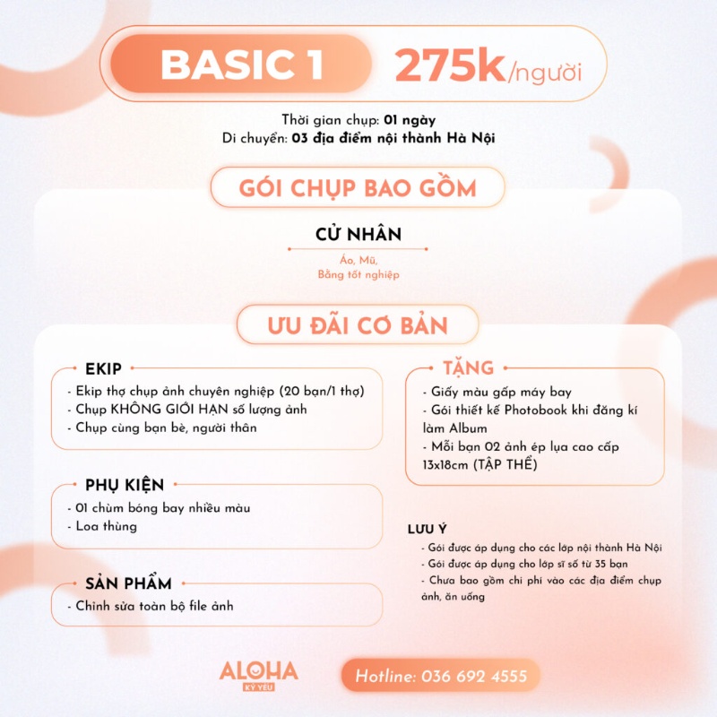 Giá Chụp Ảnh Kỷ Yếu Gói Basic 1