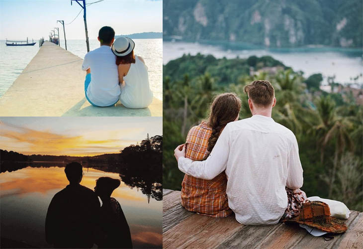 Chụp ảnh sau lưng cặp đôi