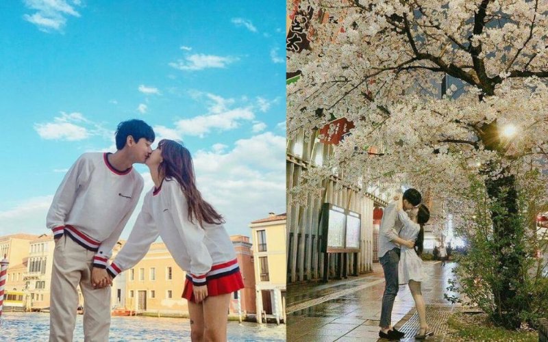 Chụp ảnh couple với nụ hôn