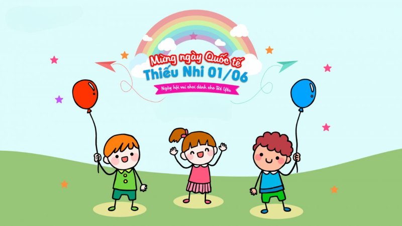 Background đáng yêu chào mừng ngày Quốc tế Thiếu nhi
