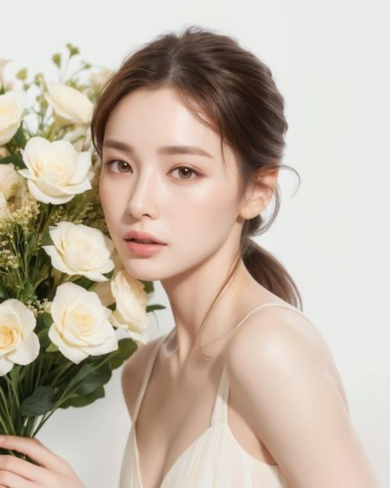 Chụp với đạo cụ như hoa, sách, nón