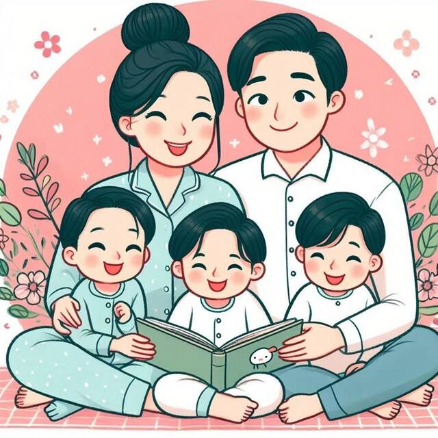 Ảnh gia đình hoạt hình theo phong cách chibi