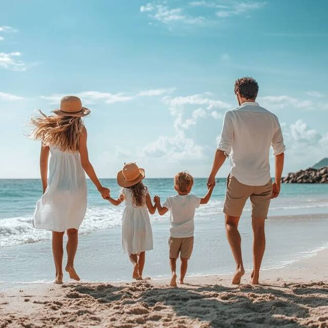 Ảnh gia đình đẹp chụp khi đi du lịch biển