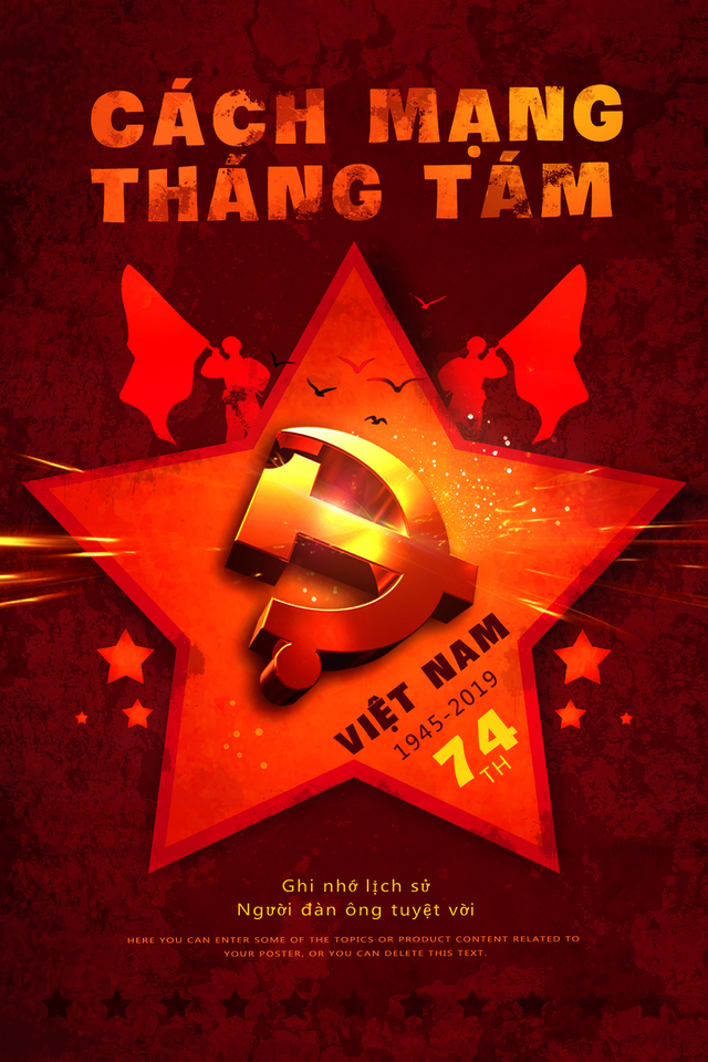 Thiết kế poster kỷ niệm cùng hình ảnh cách mạng tháng 8 độc đáo