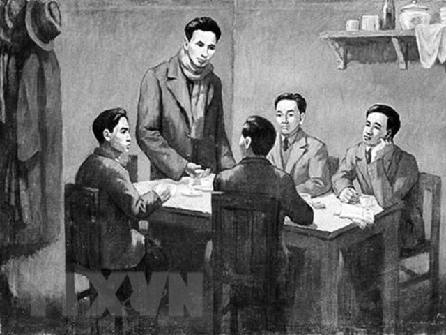 Hội nghị hợp nhất các tổ chức Cộng sản thành lập Đảng Cộng sản Việt Nam dưới sự chủ trì của đồng chí Nguyễn Ái Quốc
