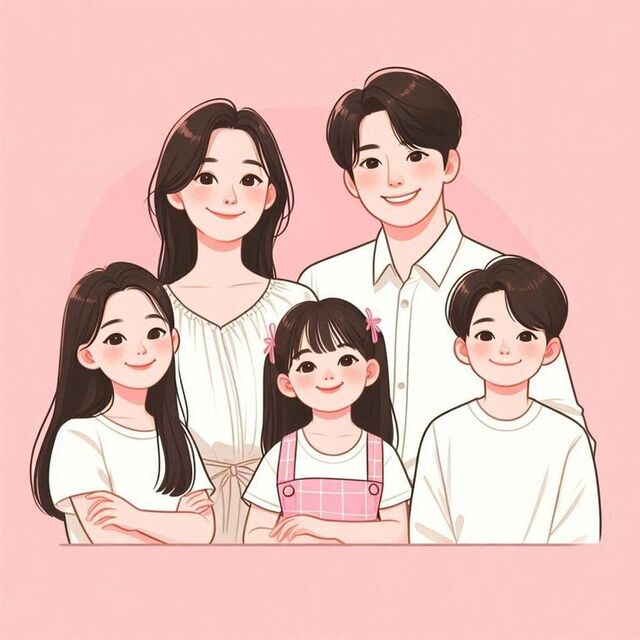 Ảnh gia đình hoạt hình chibi dễ thương dành cho avatar