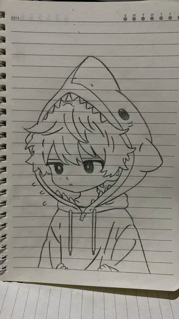 Hình chibi bé trai vẽ tay