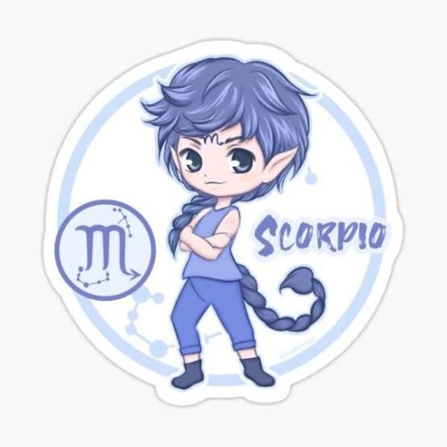 Hình chibi bé trai thôi nôi cung Bọ Cạp cá tính