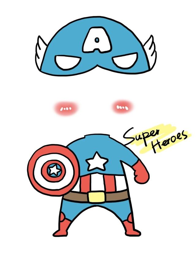 Hình chibi bé trai ghép mặt mặc đồ Captain America