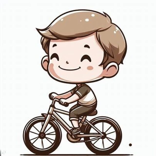 Hình chibi bé trai lái xe đạp mini ngộ nghĩnh
