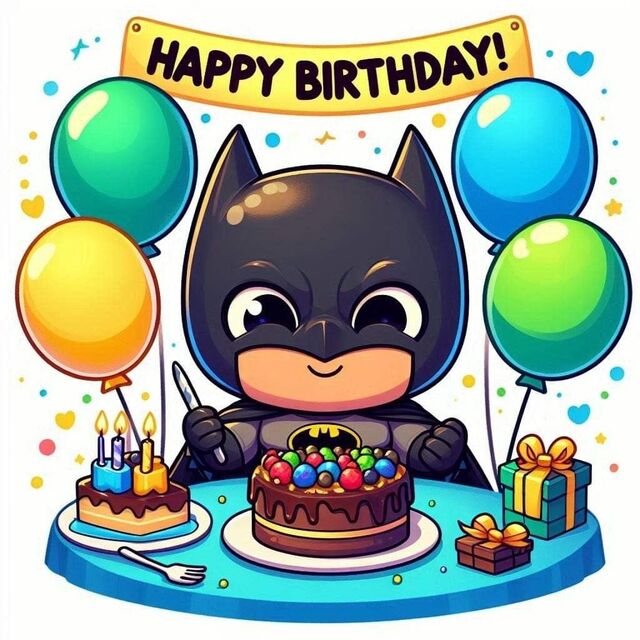 Hình chibi bé trai sinh nhật mặc đồ batman