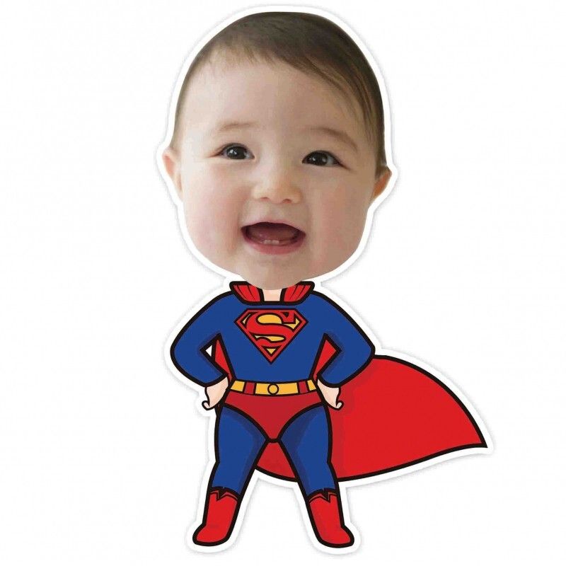 Hình chibi bé trai ghép mặt mặc trang phục siêu nhân