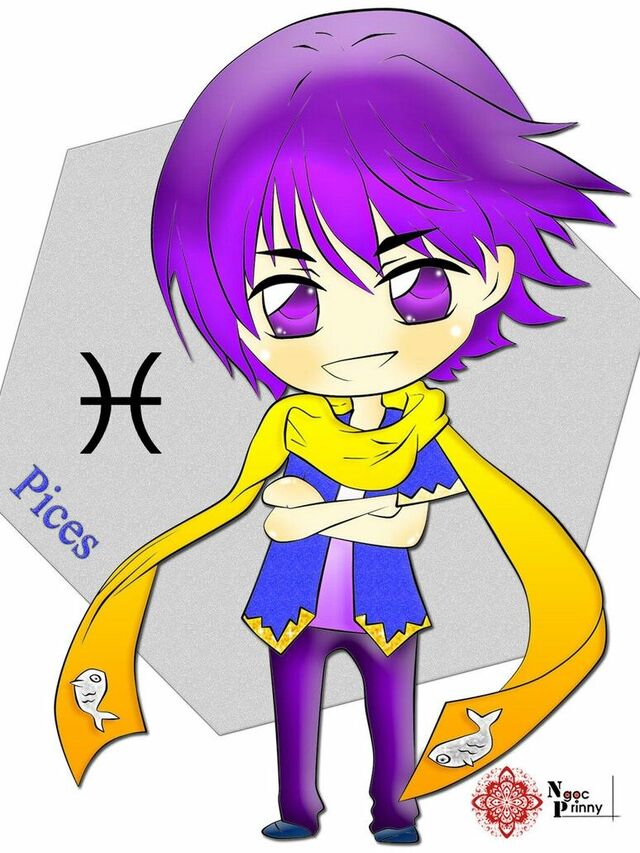 Hình chibi bé trai thôi nôi cung Song Ngư mộng mơ