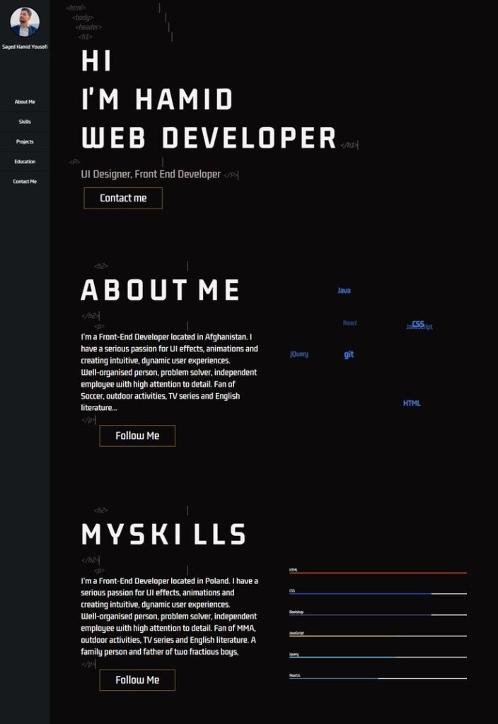 Portfolio cá nhân cho ngành Công nghệ thông tin, Develope