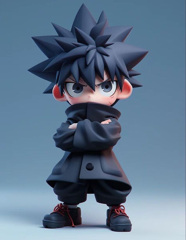 Hình chibi bé trai 3D sống động, nhiều màu sắc