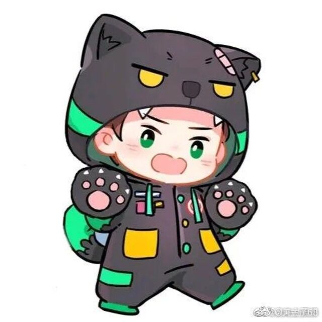 Hình chibi em bé trai mặc đồ siêu nhân, thú cưng