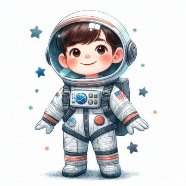 Hình chibi bé trai trong bộ đồ phi hành gia