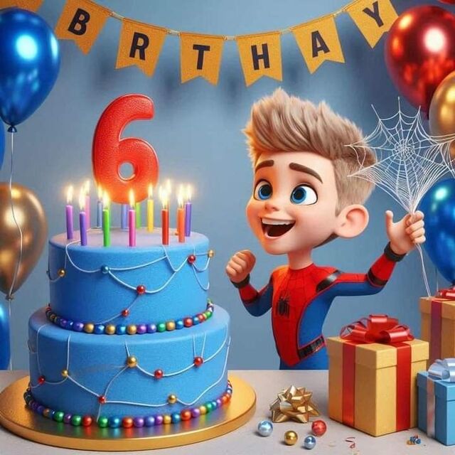 Hình ảnh chibi bé trai sinh nhật mặc đồ người nhện