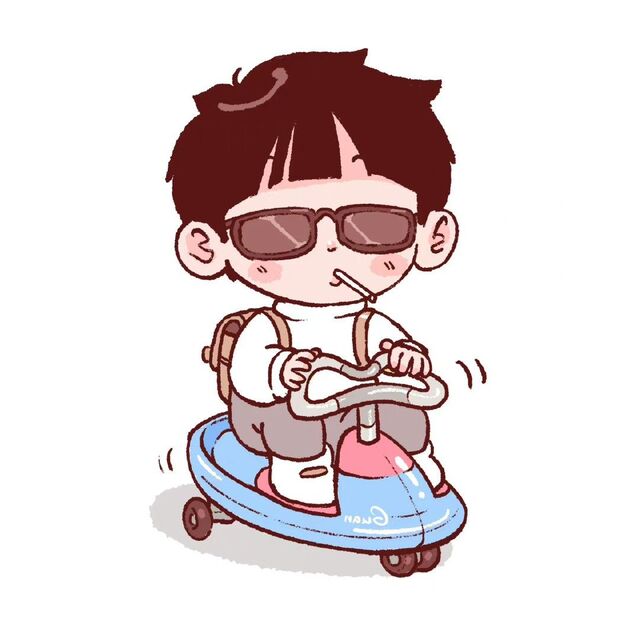 Hình chibi bé trai đang chơi xe đồ chơi ngộ nghĩnh