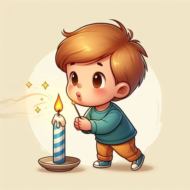 Mẫu backdrop thôi nôi bé trai có hình chibi ngộ nghĩnh