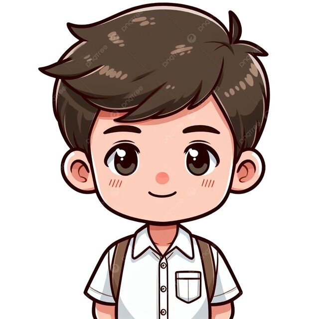 Hình chibi bé trai mặc đồng phục học sinh đáng yêu