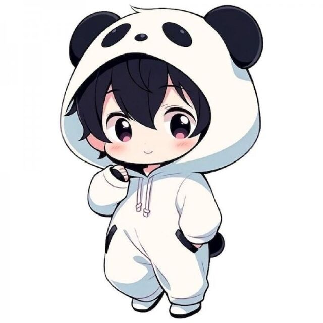 Hình chibi bé trai hóa thân thành thú cưng dễ thương
