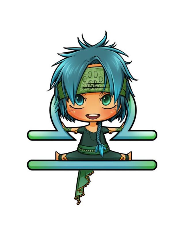 Hình chibi bé trai thôi nôi cung Thiên Bình dễ thương