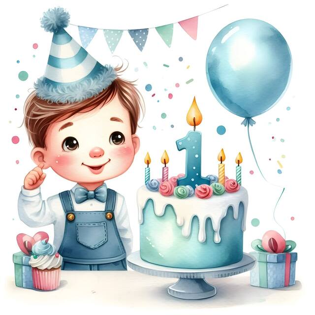 Hình chibi bé trai thôi nôi in phông nền chụp ảnh