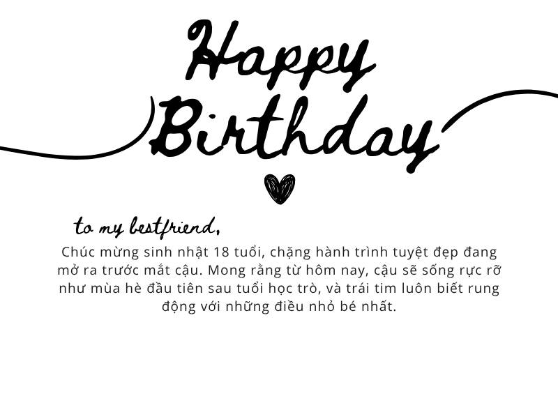 Lời chúc sinh nhật tuổi 18 lãng mạn cho bạn bè