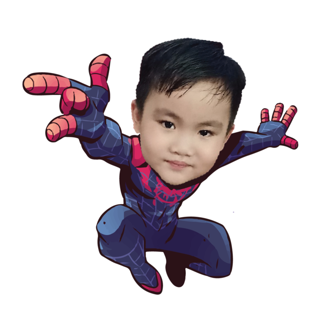 Hình chibi bé trai ghép mặt mặc đồ người nhện