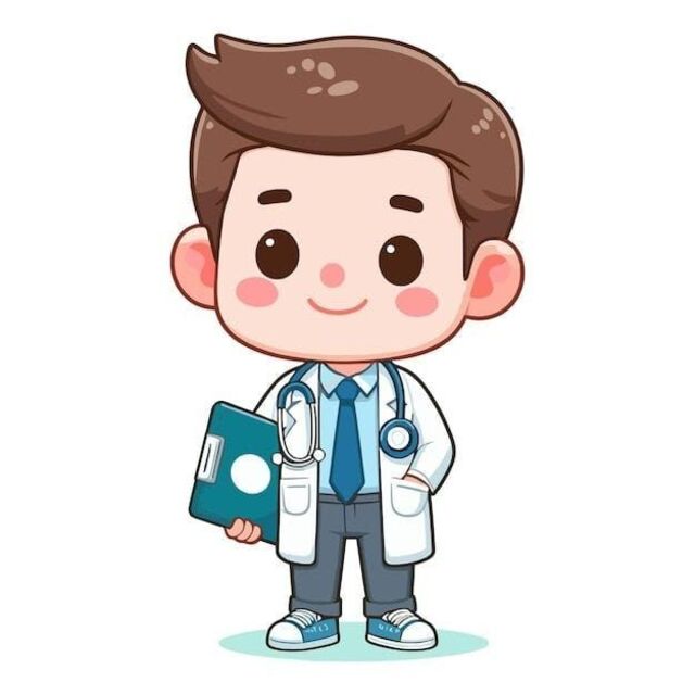 Hình chibi bé trai mặc đồng phục học sinh, bác sĩ, phi hành gia