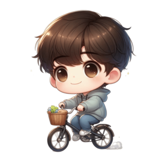 Hình chibi bé trai đang đến trường với balo